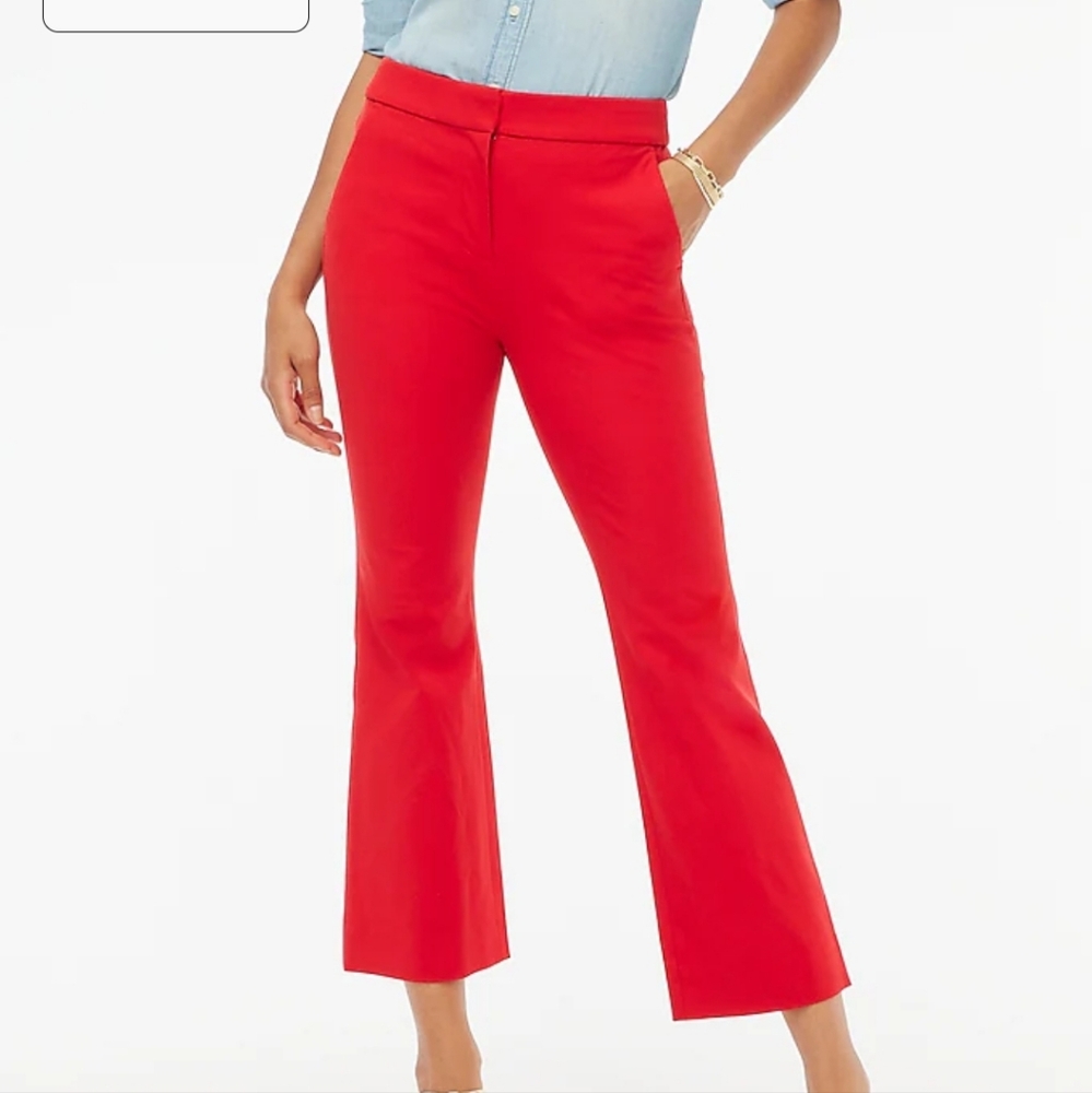 J.Crew Kelsey Cropped Flare Pant Cardinal Red size 12 NWT